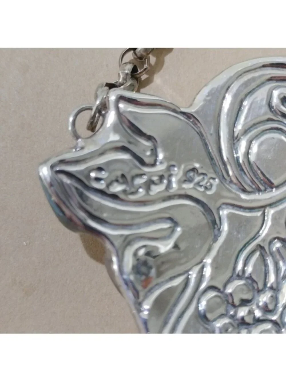 Caspi Judaica Sterling Silver Grape Cluster Wine Decanter Bottle Tag Label